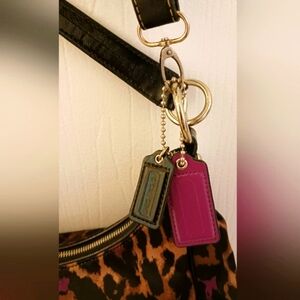 Coach Poppy Ocelot Leopard Purse (rare purple), EUC, Silver Hardware, 2 keytags